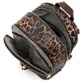 LE1062W-BROWN LEOPARD PU LEATHER MEDIUM BACKPACK WITH MATCHING WALLET